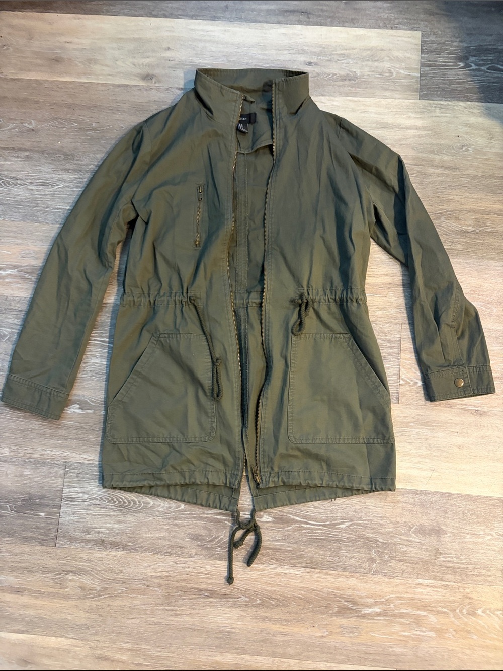 Forever 21 Olive Utility Anorak Jacket with Drawstring Waist size S